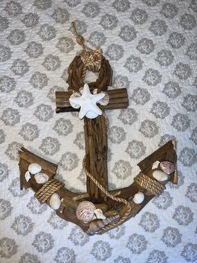 Driftwood Anchor Wall Hanging with Shells